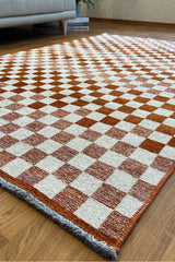 Moretti Nordi Geometric Designed Orange and White Machine Washable Rug 30035 X-C