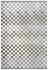 Moretti Nordi Geometric Designed Green and White Machine Washable Rug 30035 X-M