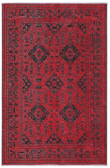 Moretti Afghan Patterned Red and Black Rug 30026-A