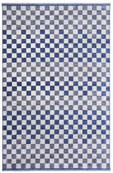 Moretti Nordi Geometric Designed Blue and White Machine Washable Rug 30035 X-F