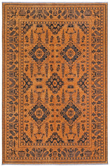 Moretti Afghan Patterned Orange and Black Rug 30026-O