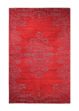Red, baroque style, floral patterned, medallion, machine washable rug