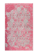 Pink, gray, geometric patterned, machine washable rug