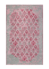 Pink, gray, geometric patterned, machine washable rug