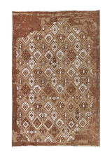 Beige, brown, geometric patterned, machine washable rug