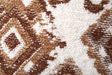 Beige, brown, geometric patterned, machine washable rug