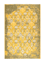 Yellow, green, geometric patterned, machine washable rug