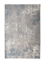 Blue, gray, vintage and abstract design, machine washable rug