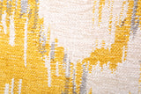 Yellow, gray, beige, geometric patterned, machine washable rug