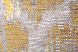 Yellow, gray, geometric patterned, machine washable rug
