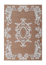 Brown, baroque style, floral patterned, medallion, machine washable rug