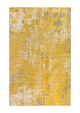 Yellow, gray, vintage and abstract design, machine washable rug