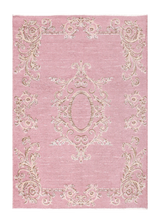 Pink, baroque style, floral patterned, medallion, machine washable rug