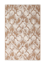 Beige, brown, geometric patterned, machine washable rug