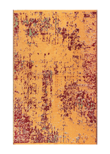 Red, green, orange, vintage and abstract design, machine washable rug