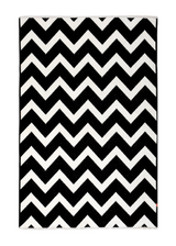 Black and white, geometric patterned, machine washable rug