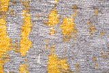 Yellow, gray, vintage and abstract design, machine washable rug