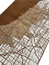 Brown, beige, Chicago map design, machine washable rug