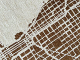 Brown, beige, Chicago map design, machine washable rug