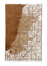 Brown, beige, Chicago map design, machine washable rug