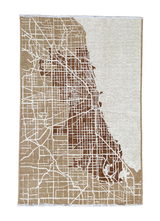 Brown, beige, Chicago map design, machine washable rug