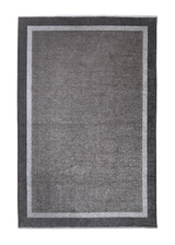 Gray, classic, bordered, machine washable rug