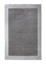 Gray, classic, bordered, machine washable rug