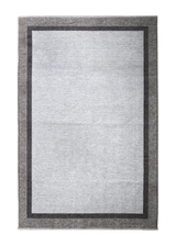 Gray, classic, bordered, machine washable rug