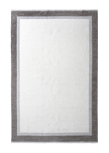 Gray, classic, bordered, machine washable rug