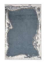 Blue, gray, marble border design, machine washable rug