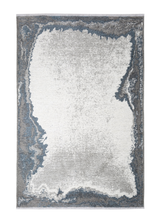 Blue, gray, marble border design, machine washable rug