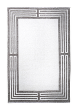 White, gray, classic, Art Deco style, bordered, machine washable rug