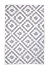 Gray and white, geometric patterned, machine washable rug