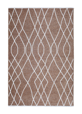 Brown, geometric patterned, machine washable rug
