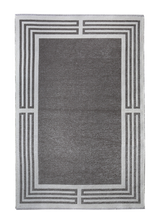 Gray, white, classic, Art Deco style, bordered, machine washable rug