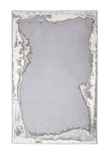 Gray, marble border design, machine washable rug