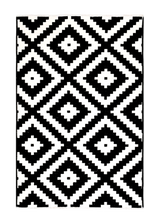 Black and white, geometric patterned, machine washable rug