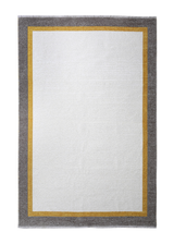 Gray, white, classic, bordered, machine washable rug