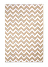 Beige, white, geometric patterned, machine washable rug