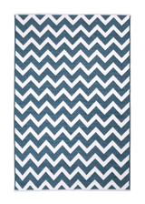 Blue, white, geometric patterned, machine washable rug