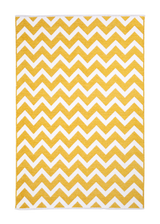 Yellow, white, geometric patterned, machine washable rug