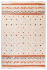 Washable Pyramid Patterned Rug in Beige and Orange Color