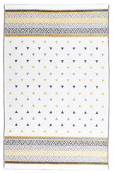 Washable Pyramid Patterned Rug in Yellow and Grey Color