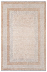 Washable Border Patterned Rug in Beige Color