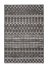 Black, patterned, machine washable rug