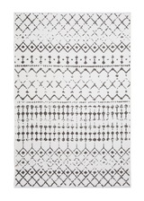 White, black, patterned, machine washable rug