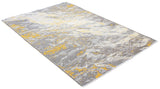 Yellow, gray, marble design, machine washable rug