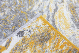 Yellow, gray, marble design, machine washable rug