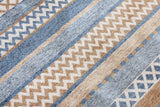 Blue, orange, striped, machine washable rug