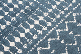 Blue, patterned, machine washable rug